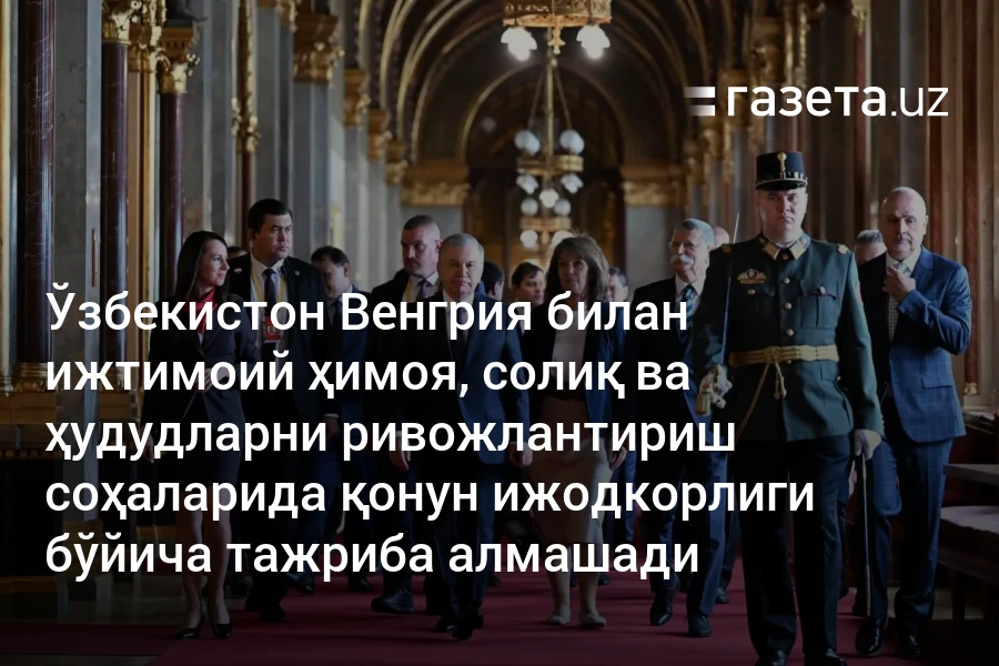 Ўзбекистон Венгрия билан ижтимоий ҳимоя, солиқ ва ҳудудларни ривожлантириш соҳаларида қонун ижодкорлиги бўйича тажриба алмашади