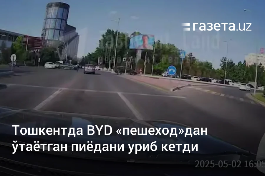 Тошкентда BYD «пешеход»дан ўтаётган пиёдани уриб кетди