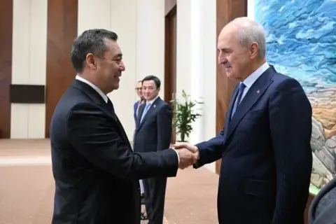 Turkish parliament speaker meets Kyrgyz president, counterpart in Bishkek